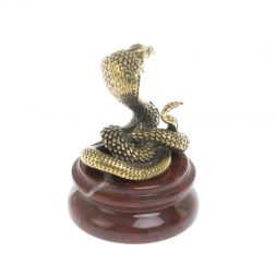 Статуэтка &amp;quot;Кобра&amp;quot; из бронзы на подставке из яшмы 5х5х6,5 см