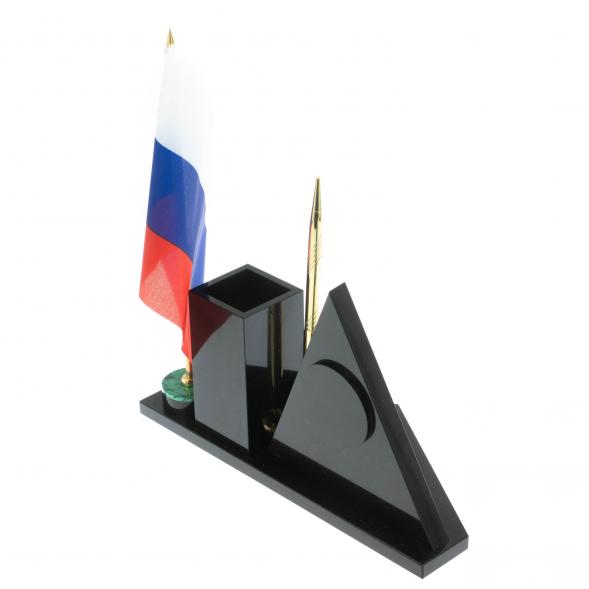 Настольный набор &amp;quot;Пирамида&amp;quot; из малахита 25х11,5х27 см 128445