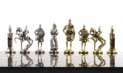 Настольные шахматы &amp;quot;Русь&amp;quot; доска 40х40 см камень лемезит фигуры металлические