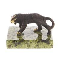 Статуэтка из бронзы фигурка "Крадущийся тигр" змеевик