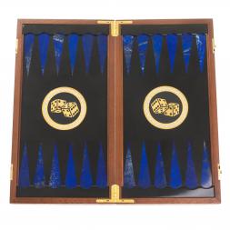 Настольные нарды "Восточные" с гравюрой камень лазурит Златоуст