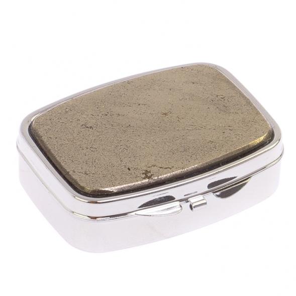 Таблетница на 2 отделения камень пирит цвет серебро 126181