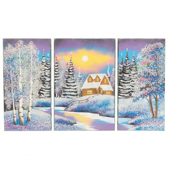 Картина модульная из камня &amp;quot;Домик у реки&amp;quot; 30х50 см 117347