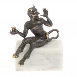 Бронзовая статуэтка &amp;quot;Чертик&amp;quot; на подставке из мрамора