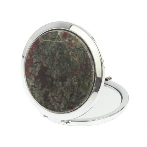 Зеркало круглое из камня эвдиалит цвет серебро 127179