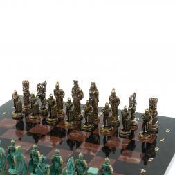 Шахматы &amp;quot;Александр Макендонский&amp;quot; фигуры бронза / патина доска 36х36 лемезит