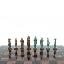 Шахматы &amp;quot;Александр Макендонский&amp;quot; фигуры бронза / патина доска 36х36 лемезит