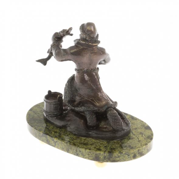 Бронзовая статуэтка &amp;quot;Емеля&amp;quot; на подставке из змеевика 129883