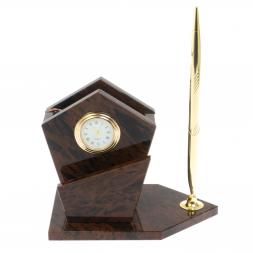 Карандашница с ручкой &amp;quot;Грани&amp;quot; камень обсидиан