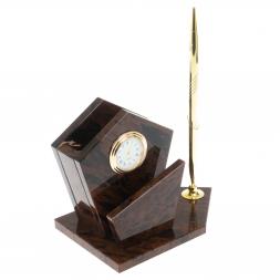 Карандашница с ручкой &amp;quot;Грани&amp;quot; камень обсидиан