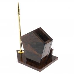 Карандашница с ручкой &amp;quot;Грани&amp;quot; камень обсидиан