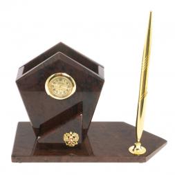 Карандашница с ручкой &amp;quot;Грани&amp;quot; камень обсидиан