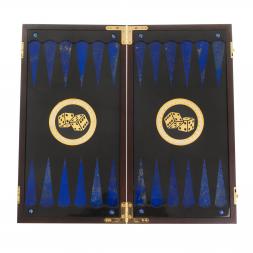 Подарочные нарды "Восточные" с эмалью камень лазурит Златоуст