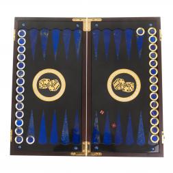 Подарочные нарды "Восточные" с эмалью камень лазурит Златоуст