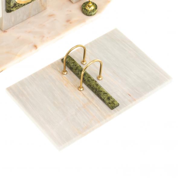 Письменный прибор с гербом и флагом России камень мрамор, змеевик 123784