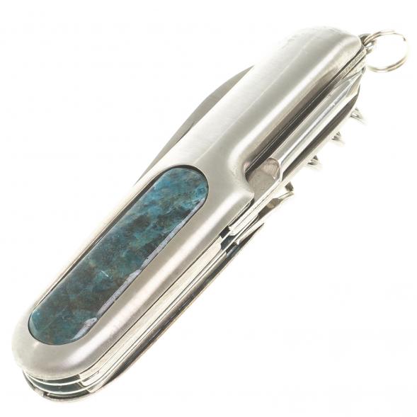 Нож мультитул складной 7 в 1 с камнем голубой апатит 123878