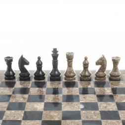 Шахматы &amp;quot;Дебют&amp;quot; мрамор, ракушечник доска 38х38 см