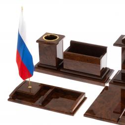 Письменный набор &amp;quot;Золотой&amp;quot; из коричневого обсидиана