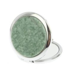 Зеркало круглое из камня жадеит цвет серебро