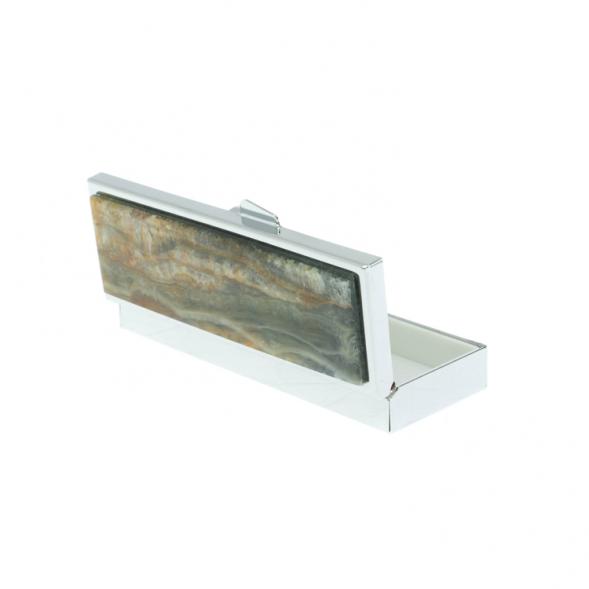 Таблетница на 3 отделения камень шайтанский переливт серебро 128520