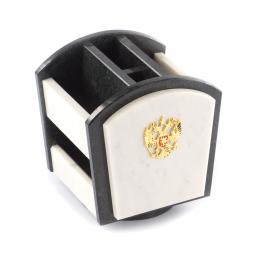 Органайзер настольный с часами и гербом РФ на вращающейся подставке