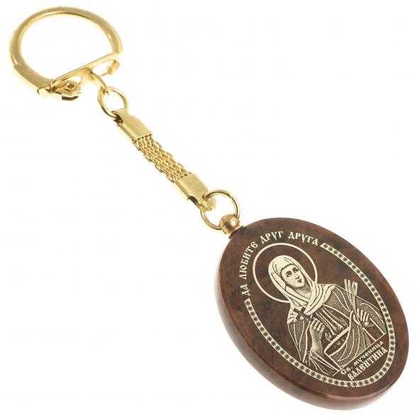 Брелок-оберег с молитвой &amp;quot;Святая Валентина&amp;quot; камень обсидиан 123155