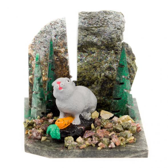 Сувенир &amp;quot;Заяц с морковкой&amp;quot; змеевик самоцветы 116529