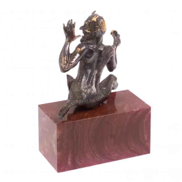 Бронзовая статуэтка &amp;quot;Чертик&amp;quot; на подставке из лемезита 126794