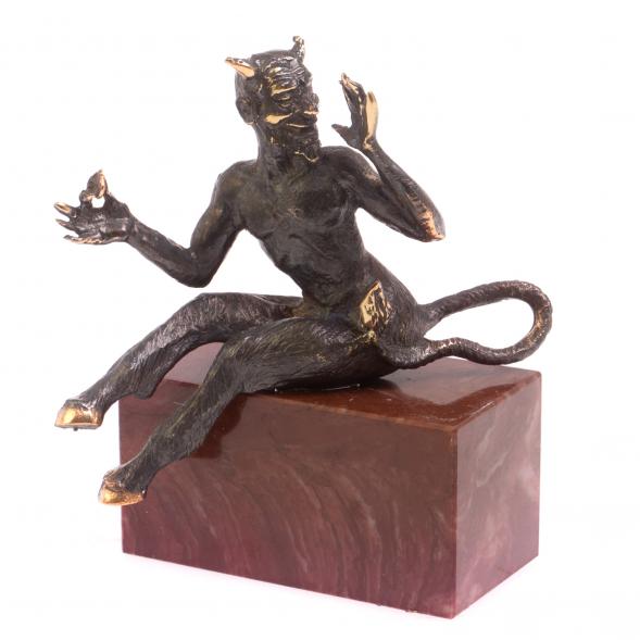 Бронзовая статуэтка &amp;quot;Чертик&amp;quot; на подставке из лемезита 126794