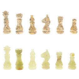 Каменные шахматы &amp;quot;Сувенирные&amp;quot; оникс, ракушечник доска 20х20 см