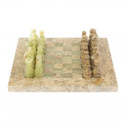 Каменные шахматы &amp;quot;Сувенирные&amp;quot; оникс, ракушечник доска 20х20 см