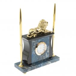 Настольные часы "Лев" из лазурита