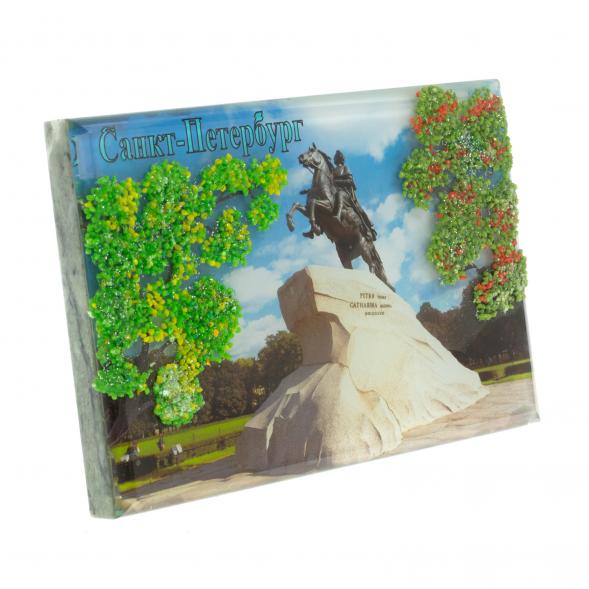 Настольное панно &amp;quot;Медный всадник&amp;quot; из змеевика 14х9х4,5 см 129471