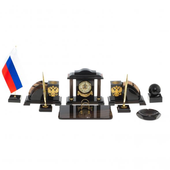 Письменный набор &amp;quot;Гербовый&amp;quot; из чёрного обсидиана 122342