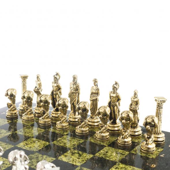 Шахматы &amp;quot;Атлас&amp;quot; доска 44х44 см змеевик фигуры металлические 122593