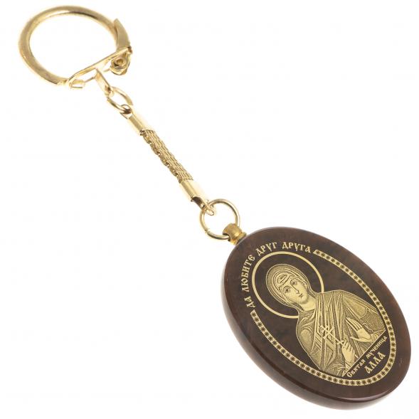 Брелок-оберег с молитвой &amp;quot;Святая Алла&amp;quot; камень обсидиан 123156