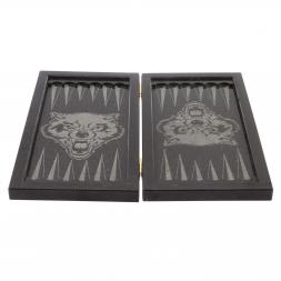 Нарды из камня с гравировкой "Волк"