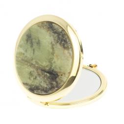 Зеркало круглое из камня желтый апатит цвет золото