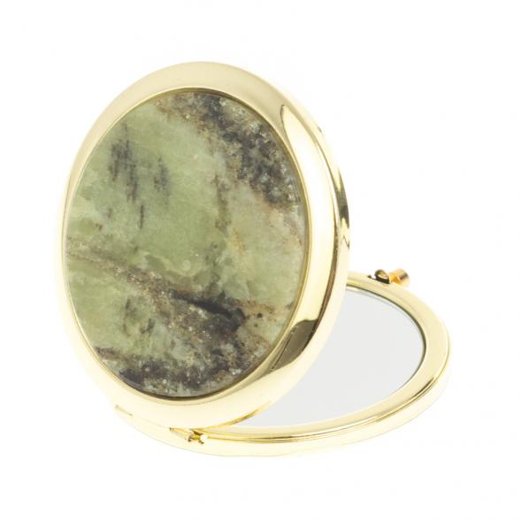 Зеркало круглое из камня желтый апатит цвет золото 127182