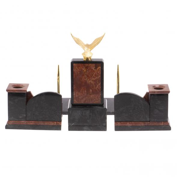 Настольный прибор &amp;quot;Горный орел&amp;quot; камень лемезит змеевик 119991