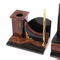 Настольный прибор &amp;quot;Горный орел&amp;quot; камень лемезит змеевик