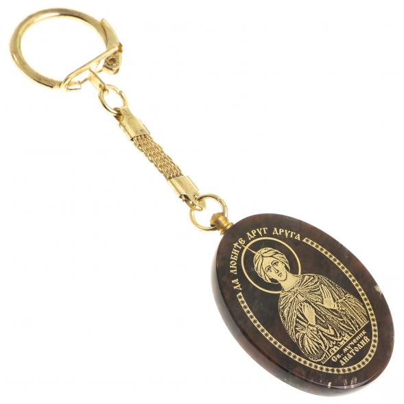 Брелок-оберег с молитвой &amp;quot;Святой Анатолий&amp;quot; камень обсидиан 123157