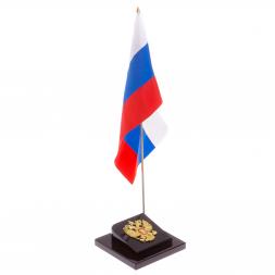 Флагшток "Герб РФ" из черного обсидиана 9х9х32 см