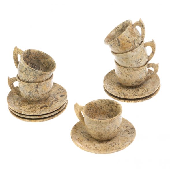 Чайный набор 6 чашек на блюдце из ракушечника 128047