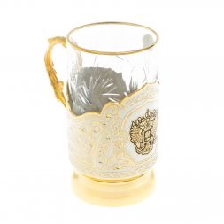 Чайная пара &amp;quot;Герб России&amp;quot; с чернением 260 мл Златоуст