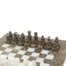 Шахматы &amp;quot;Сувенирные&amp;quot; белый мрамор, ракушечник доска 20х20 см