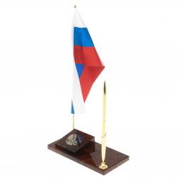 Флаг России с гербом РФ ручкой из коричневого обсидиана