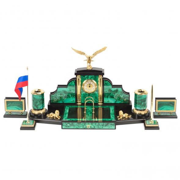 Настольный набор &amp;quot;Президент&amp;quot; камень малахит 117856