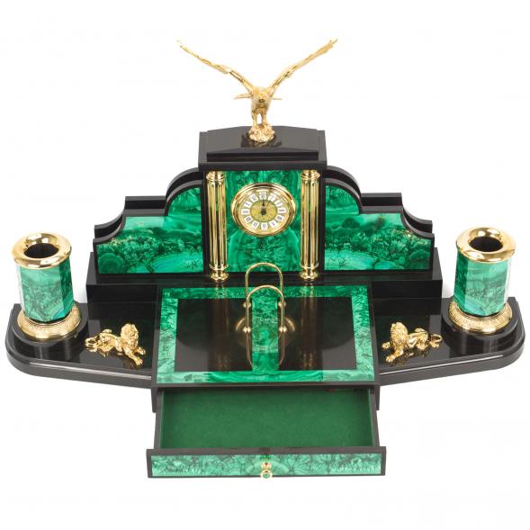 Настольный набор &amp;quot;Президент&amp;quot; камень малахит 117856
