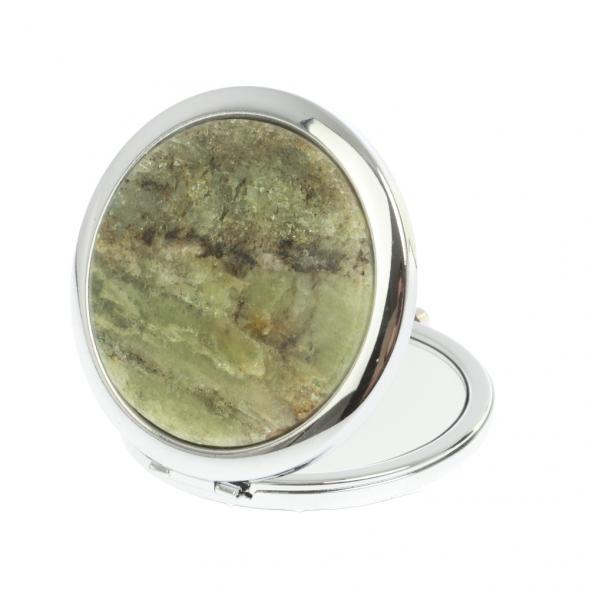 Зеркало круглое из камня желтый апатит цвет серебро 127183